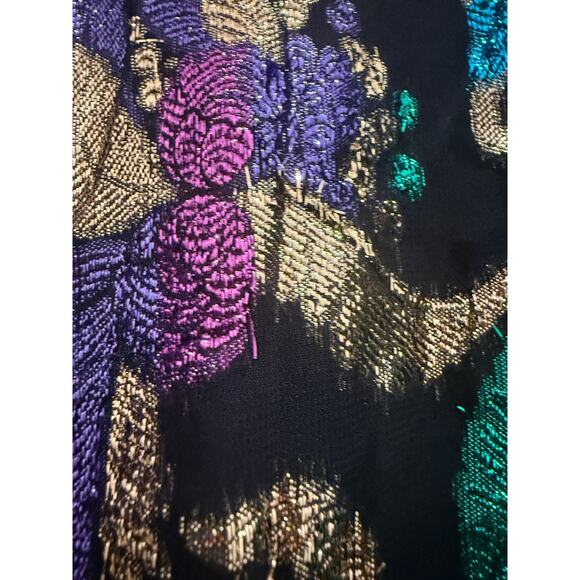 Rare Vintage 80s Anne Klein Metallic Floral Shell Top Hong Kong Sz M - Picture 6 of 10